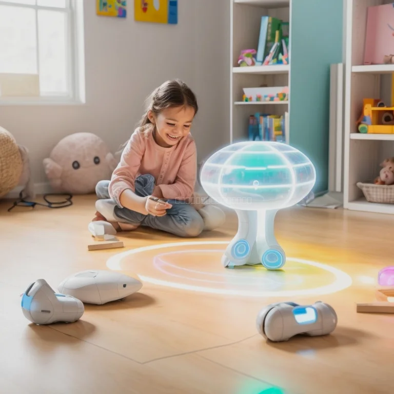 Kind spielt mit Lernroboter